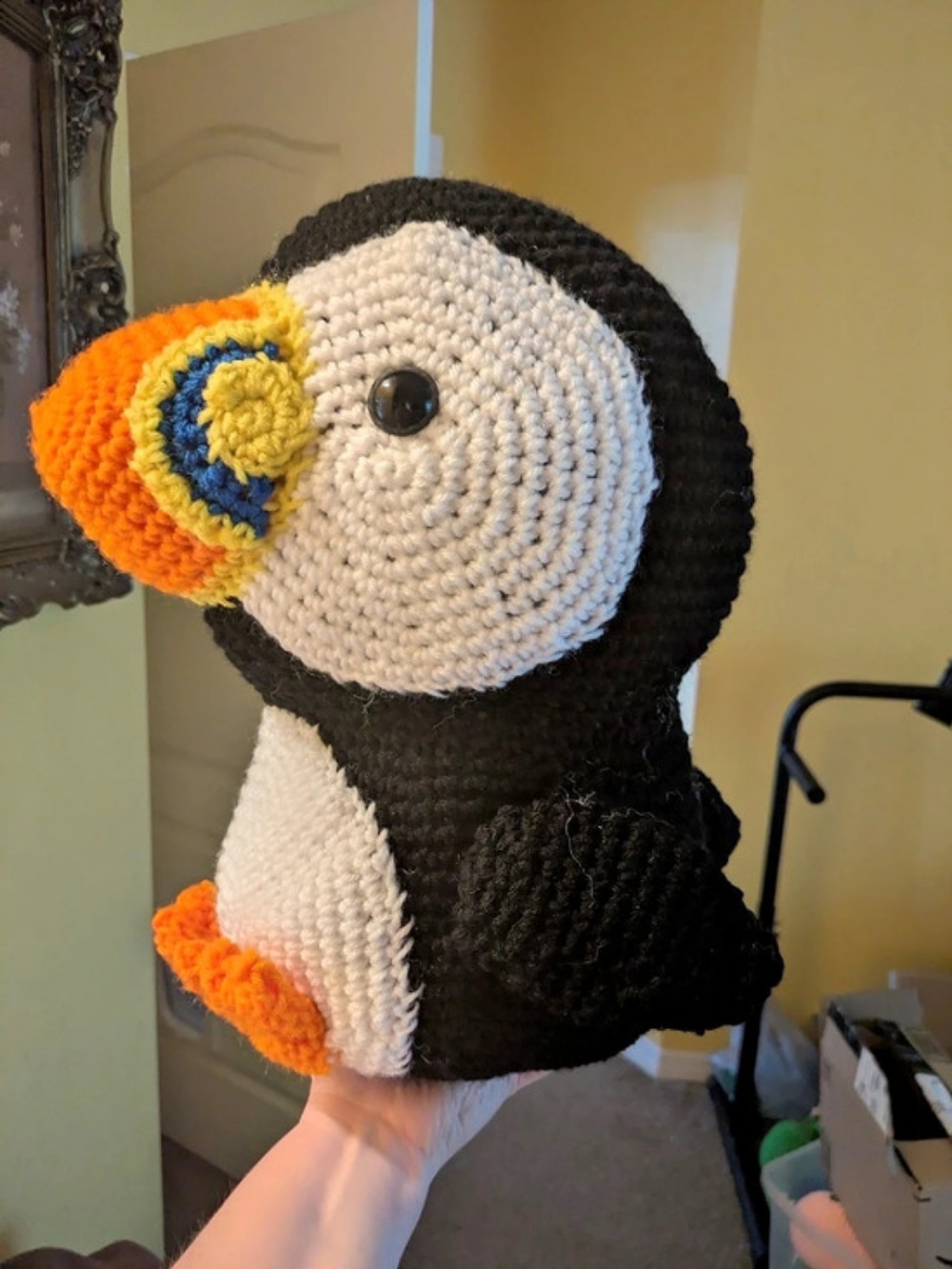 Large 13" Crocheted Puffin - Picture 3 of 5